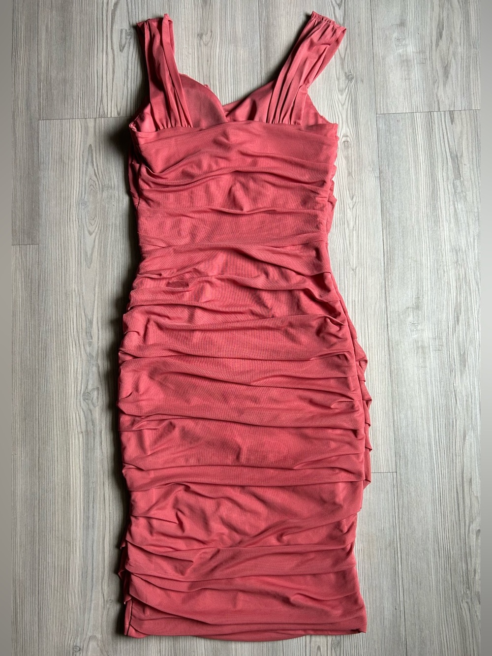 Express Coral Ruched Mini Dress - Picture 4 of 4